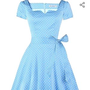 Women's Classic Tea Dress Short Sleeve Swing Cocktail Party Dresses with Pockets
